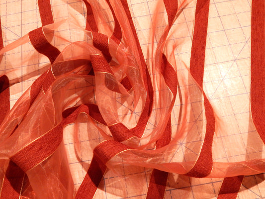 Red Velvet Stripe Organza - 114"