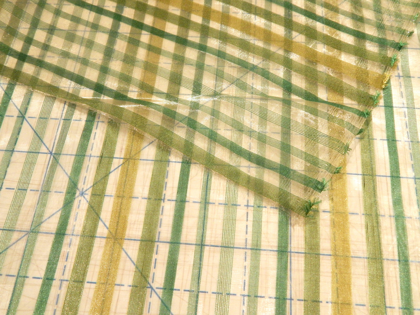 Green Multi Stripes Organza - 114"