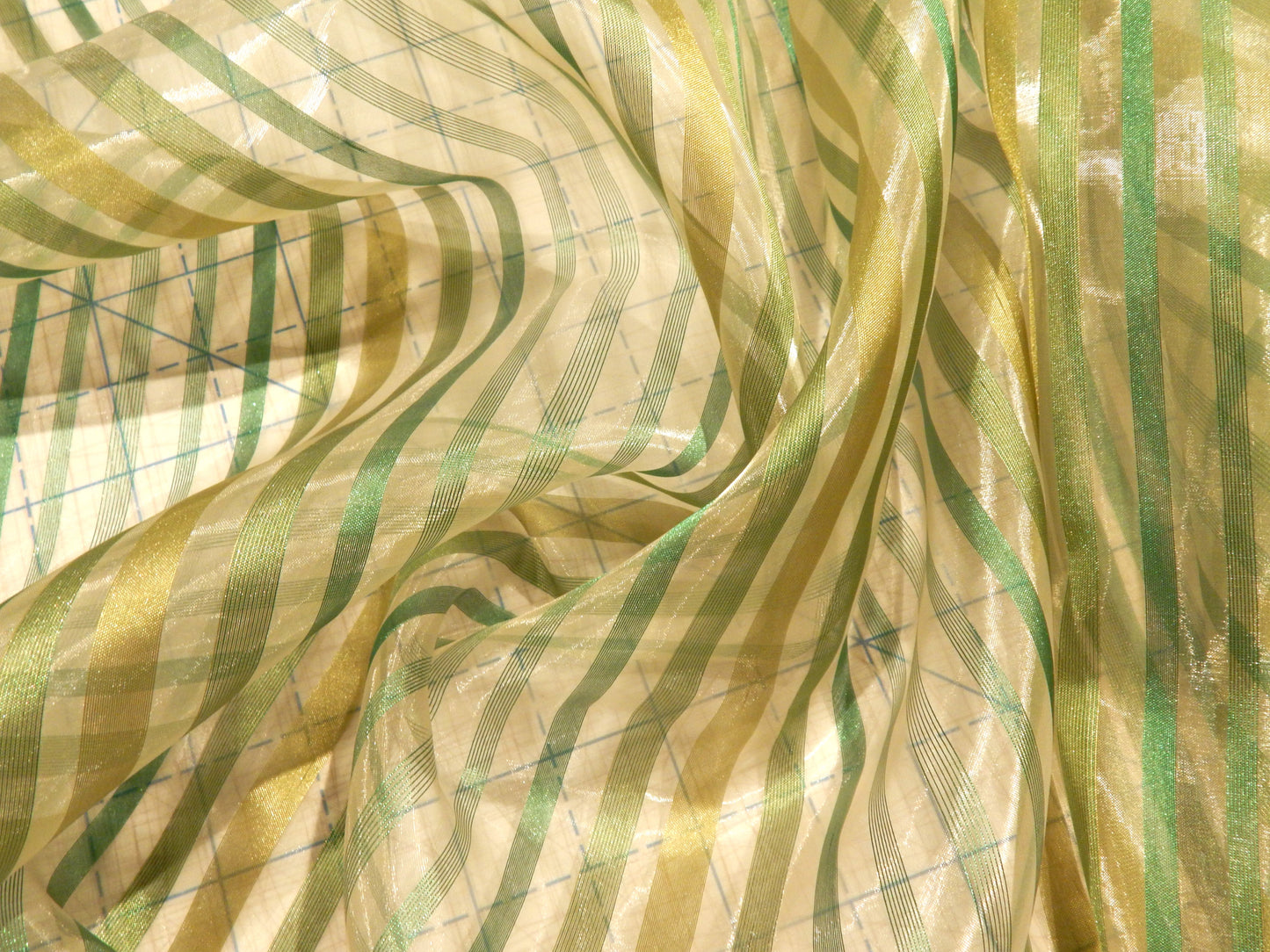 Green Multi Stripes Organza - 114"