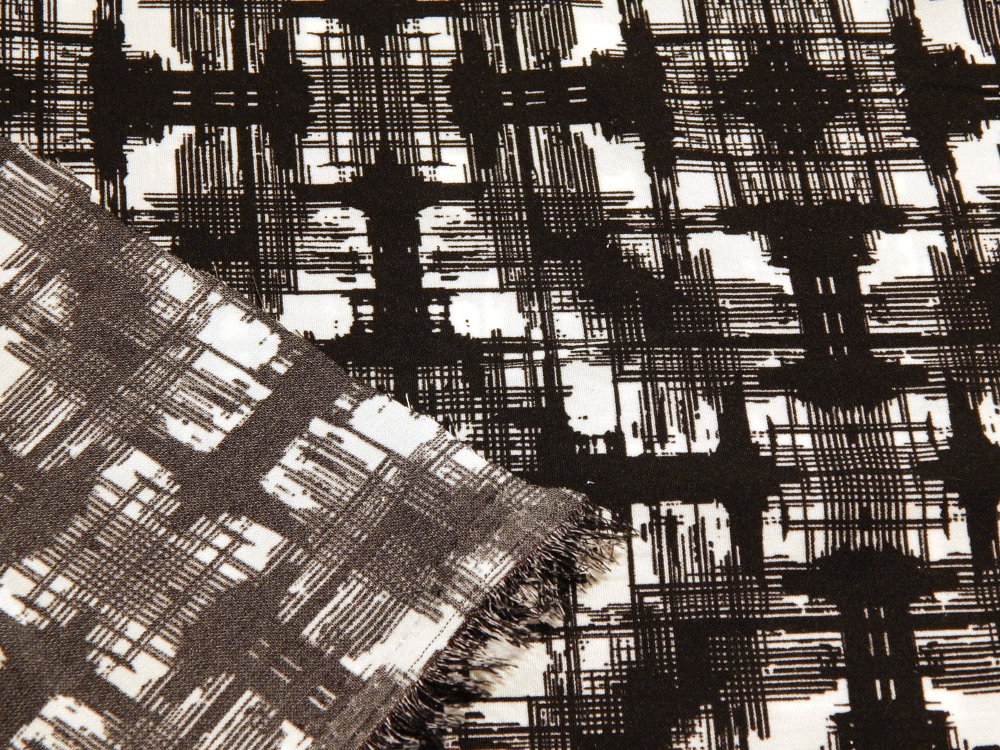 Black and White Hashed Satin