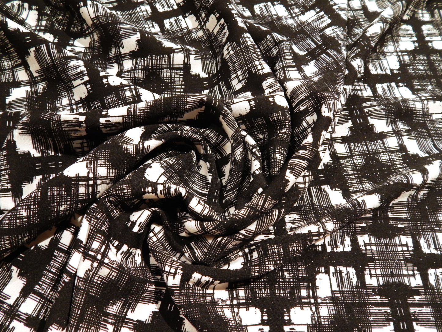 Black and White Hashed Satin