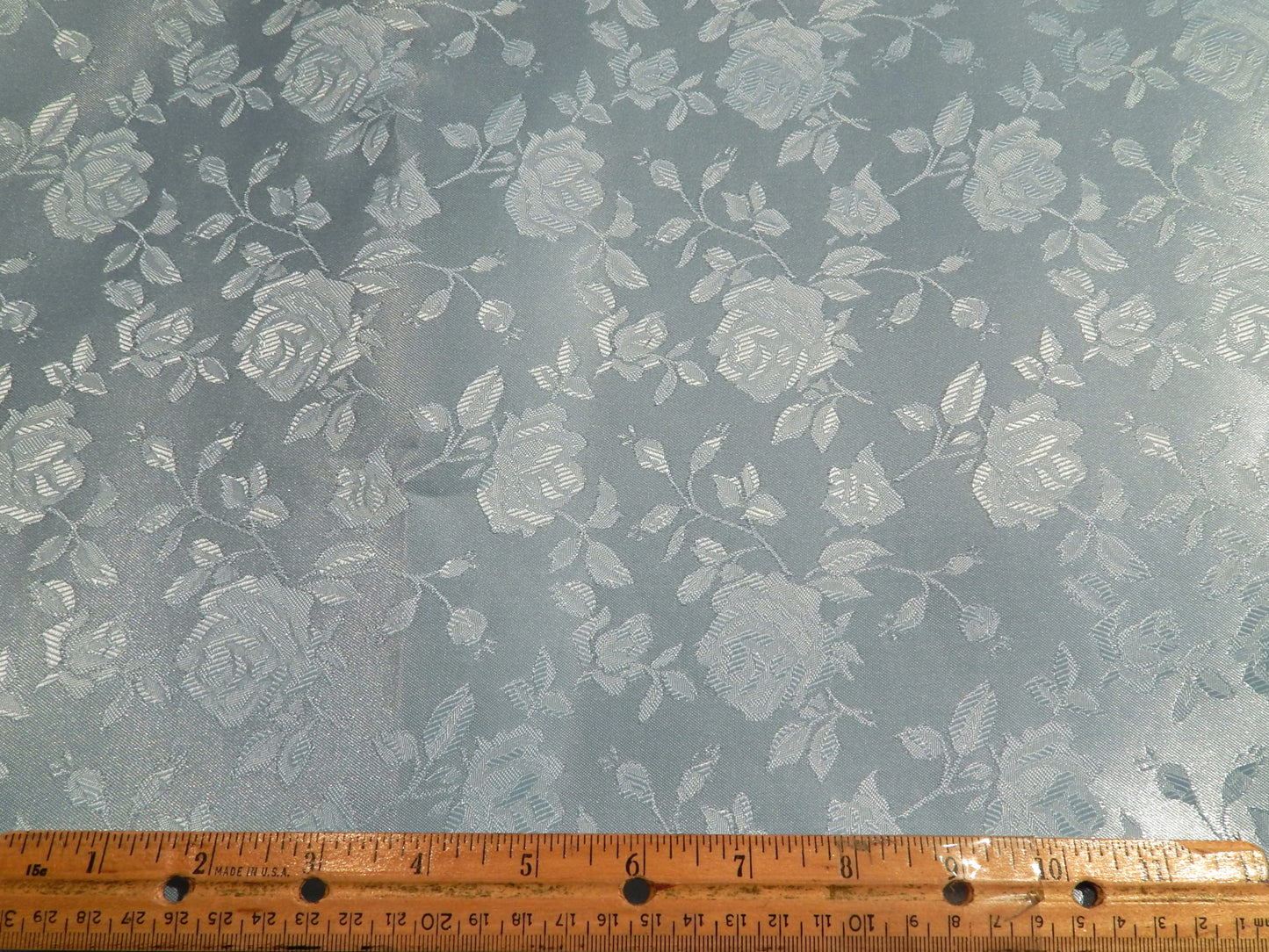 Baby Blue Rose Satin Jacquard