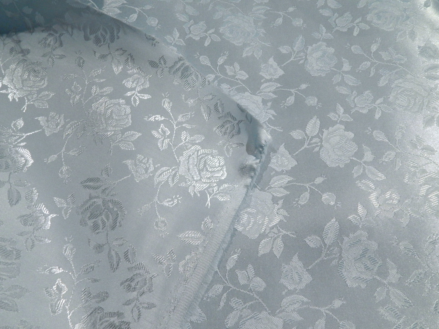 Baby Blue Rose Satin Jacquard