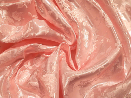 light pink rose jacquard satin fabric for prom dresses