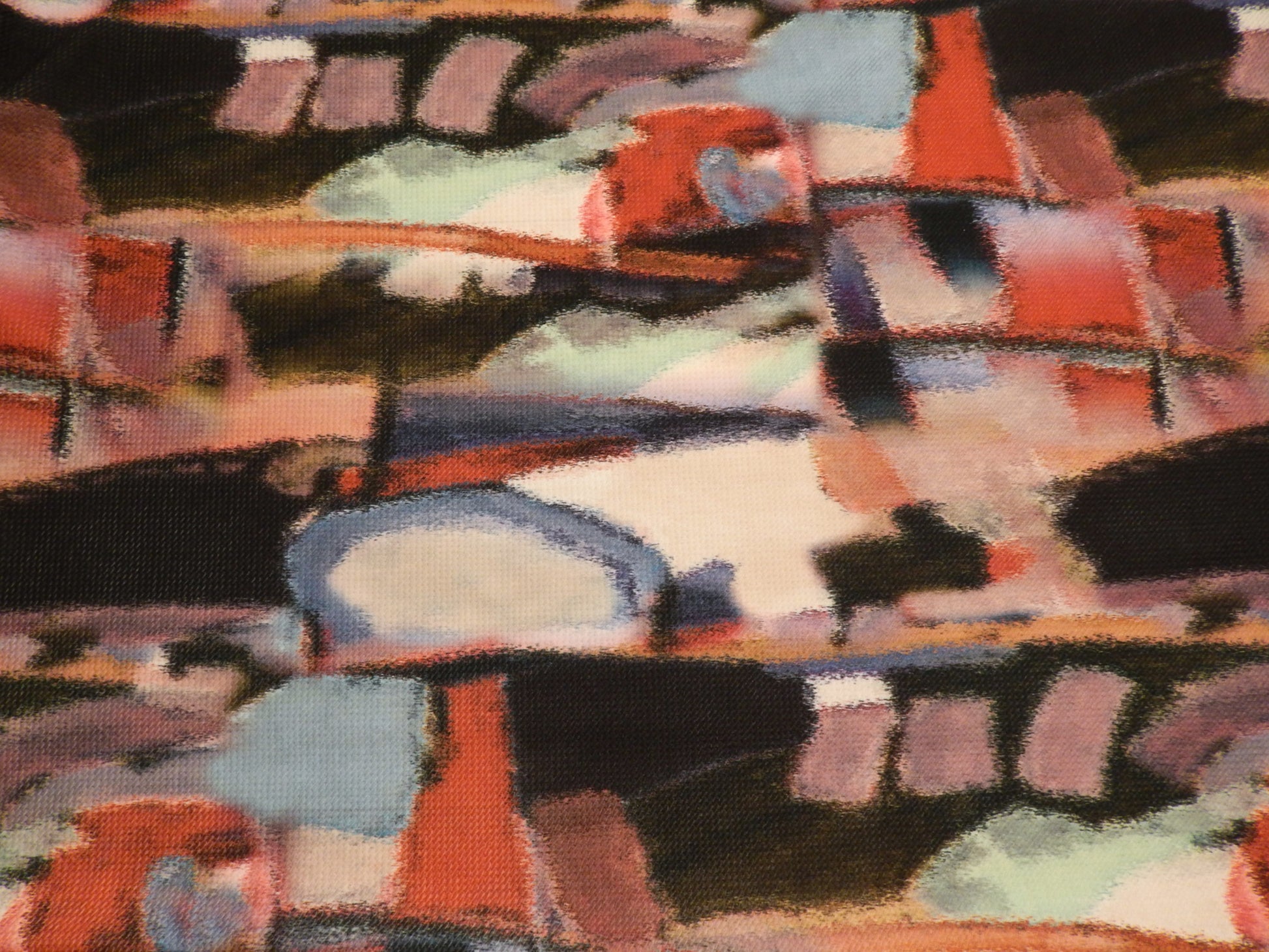 abstract painting red blue black bullet knit deadstock