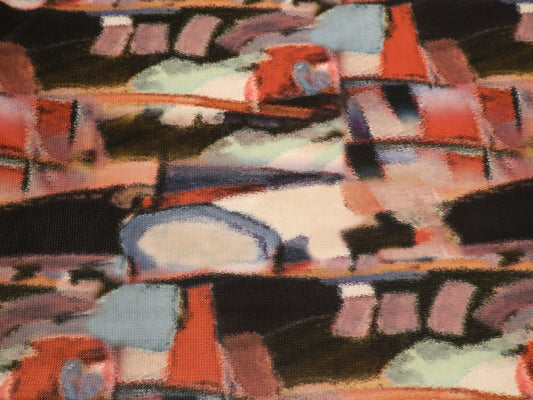 abstract painting red blue black bullet knit deadstock