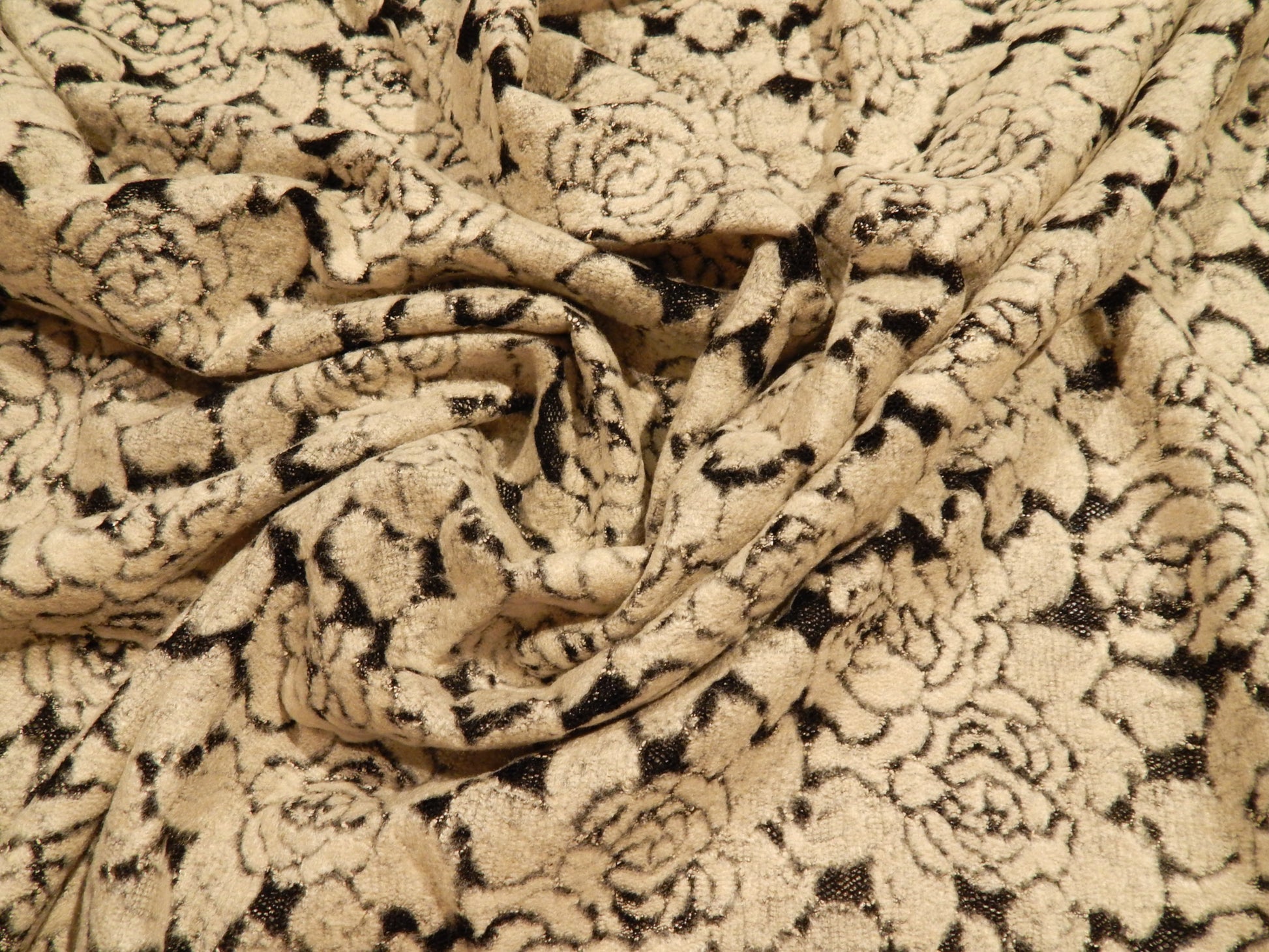 ivory floral mesh knit fabric deadstock sweater knit