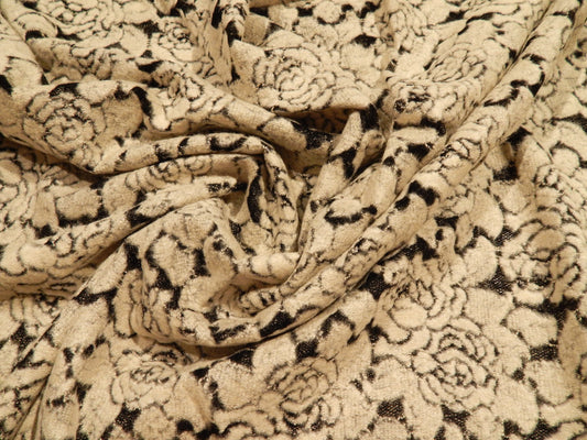 ivory floral mesh knit fabric deadstock sweater knit