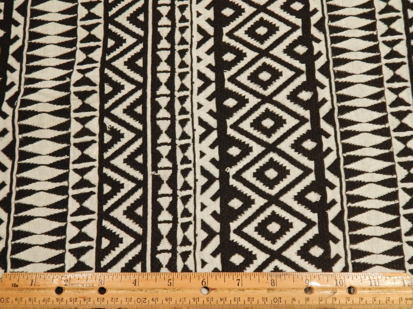 Black and White Geo Stripe Double Knit