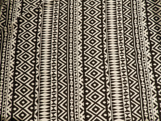 Black and White Geo Stripe Double Knit