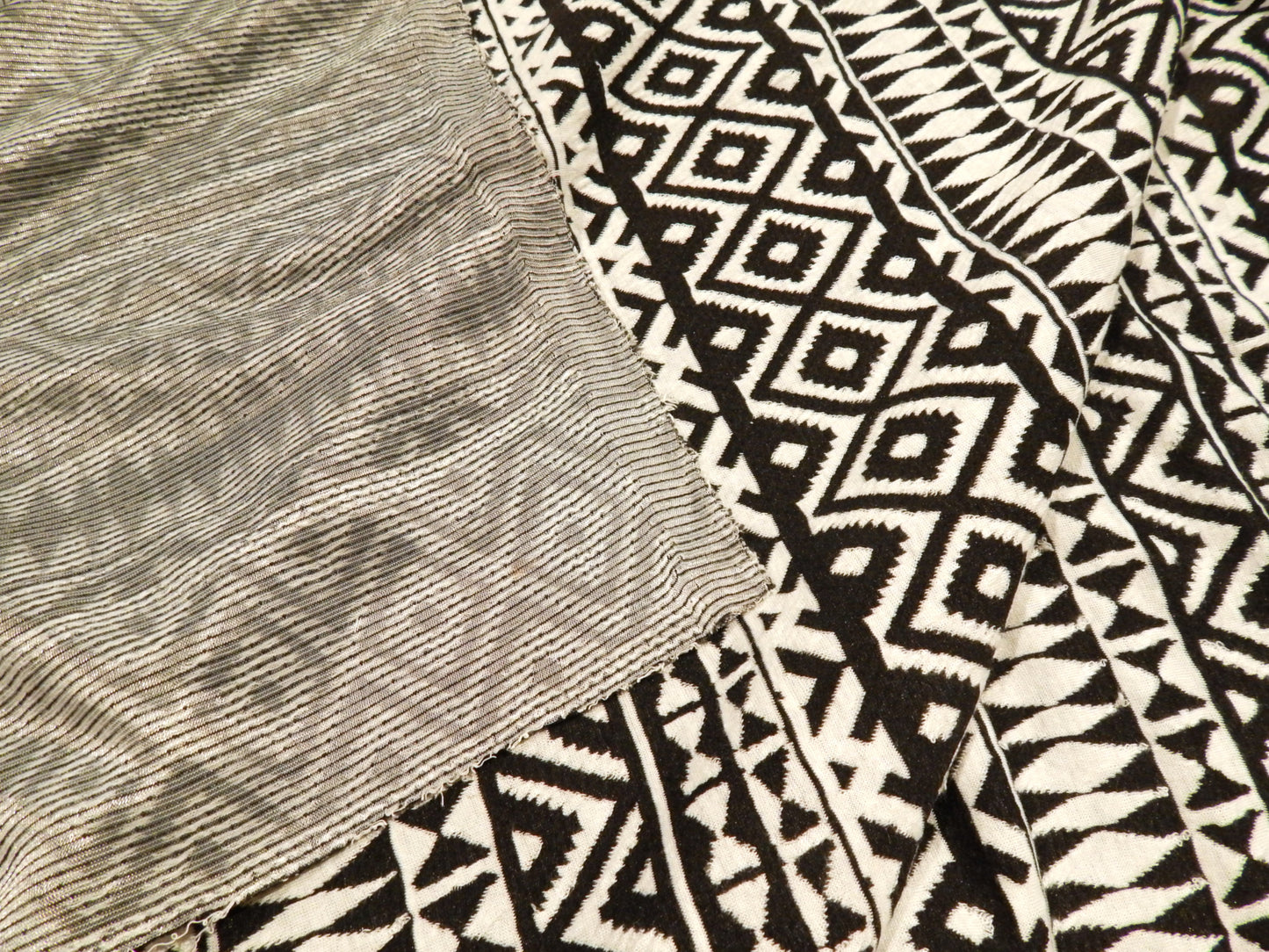 Black and White Geo Stripe Double Knit