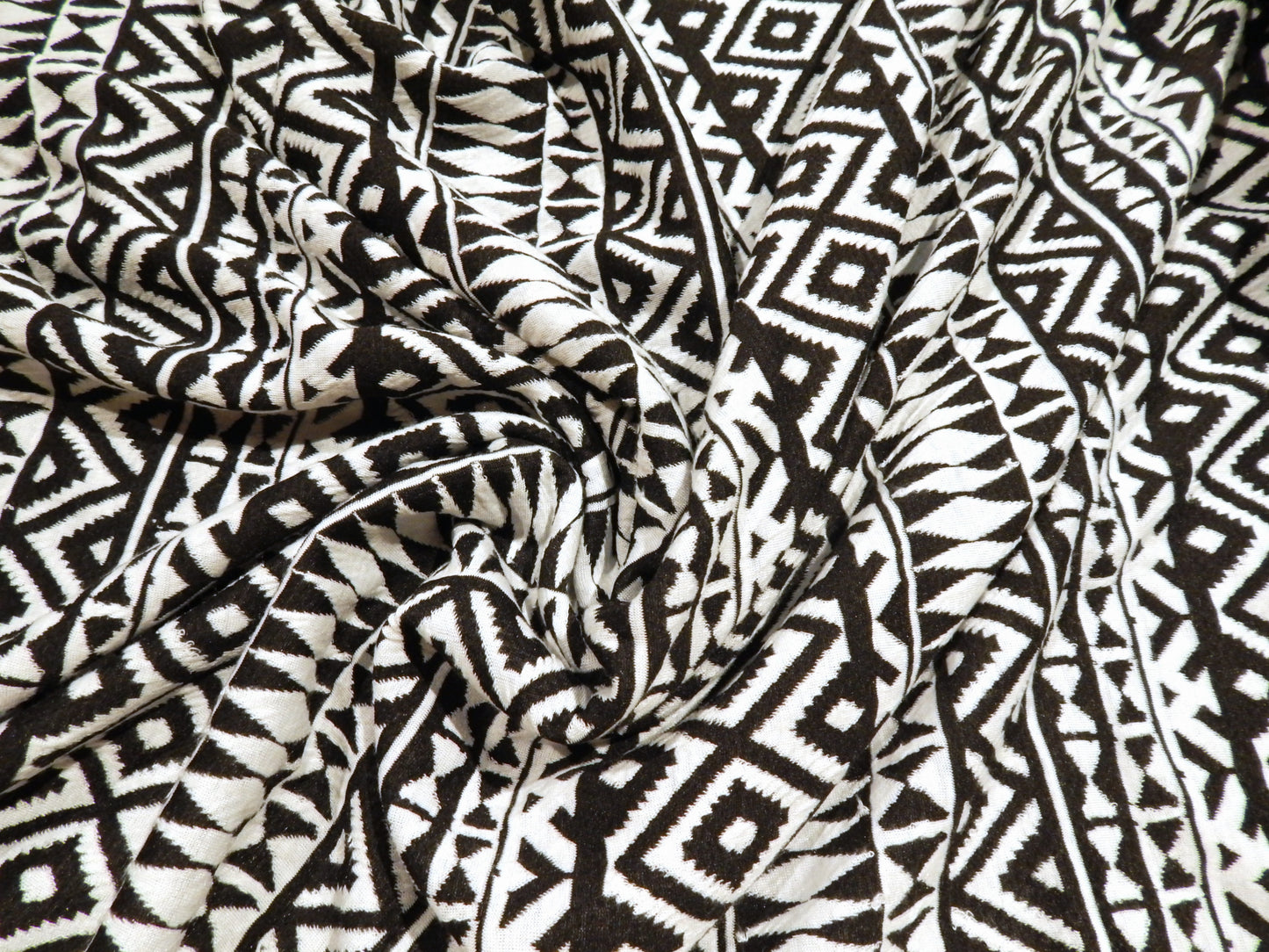 Black and White Geo Stripe Double Knit