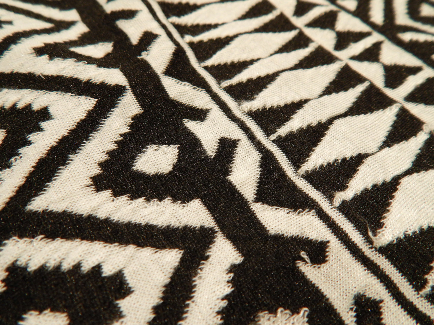 Black and White Geo Stripe Double Knit