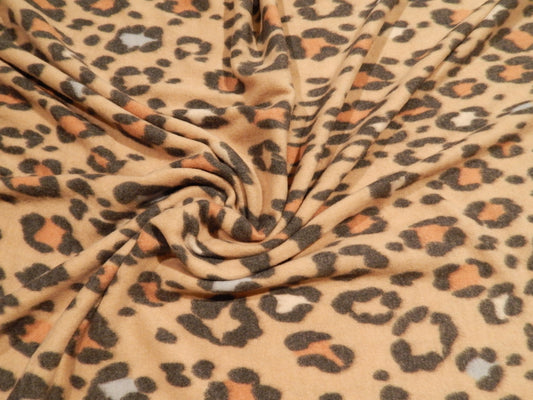 cheetah print brushed deadstock sweater knit fabric
