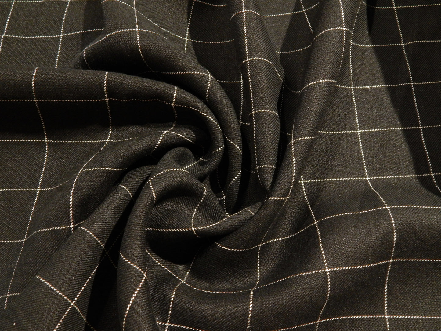 black and white linen gaberdine deadstock windowpane