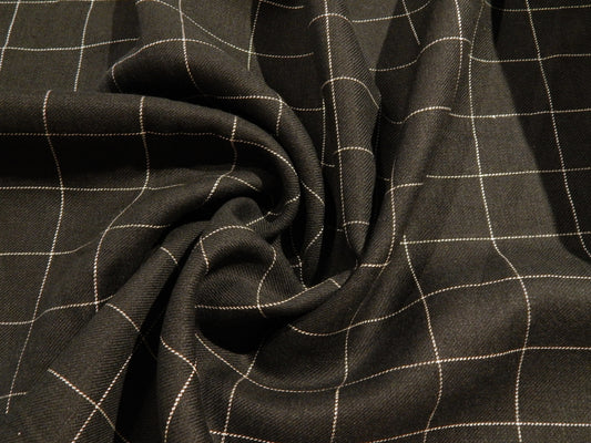 black and white linen gaberdine deadstock windowpane