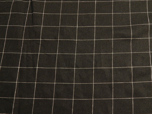 Black and White Windowpane Linen Gaberdine