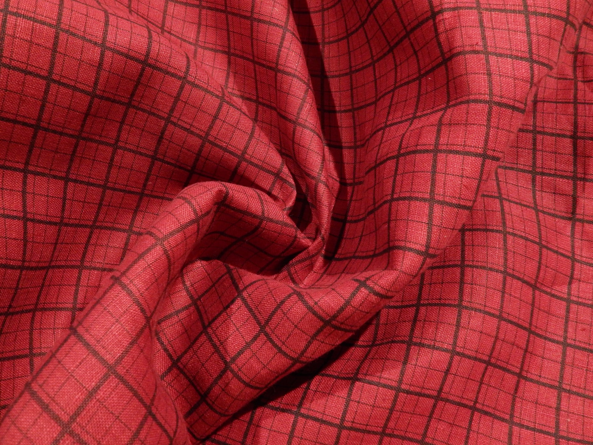 red and black plaid linen deadstock