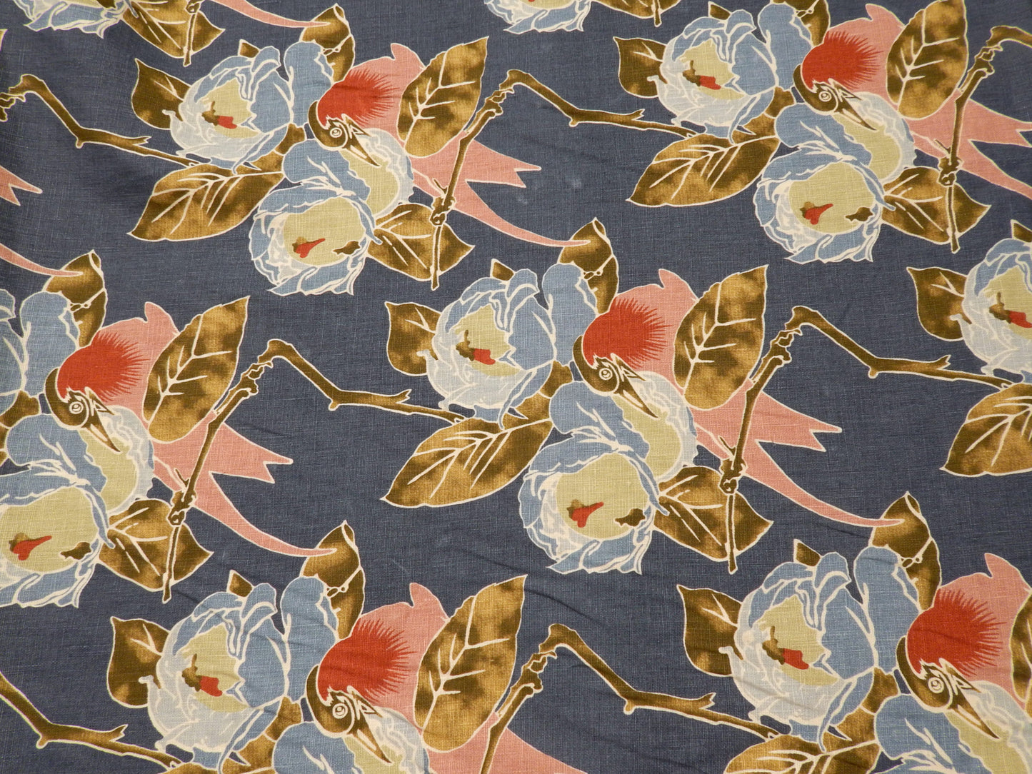 Blue & Cherry Floral Linen