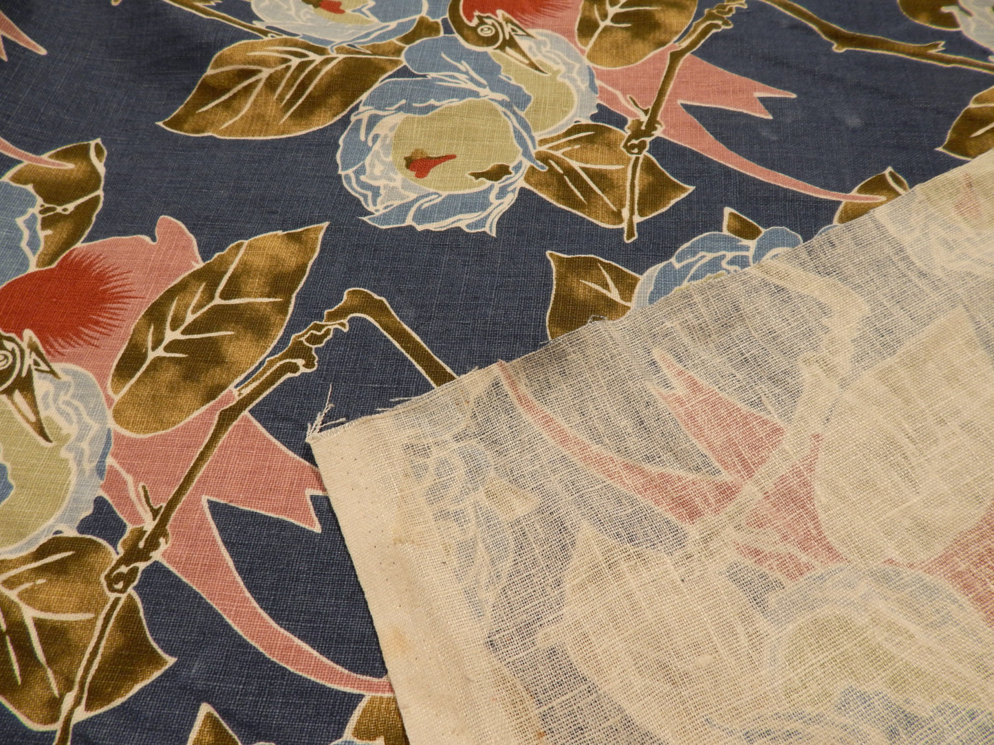 Blue & Cherry Floral Linen