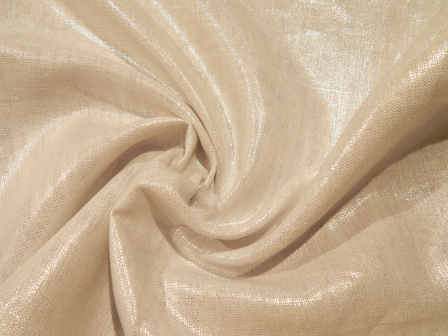 white and silver metallic lurex blend deadstock linen fabric