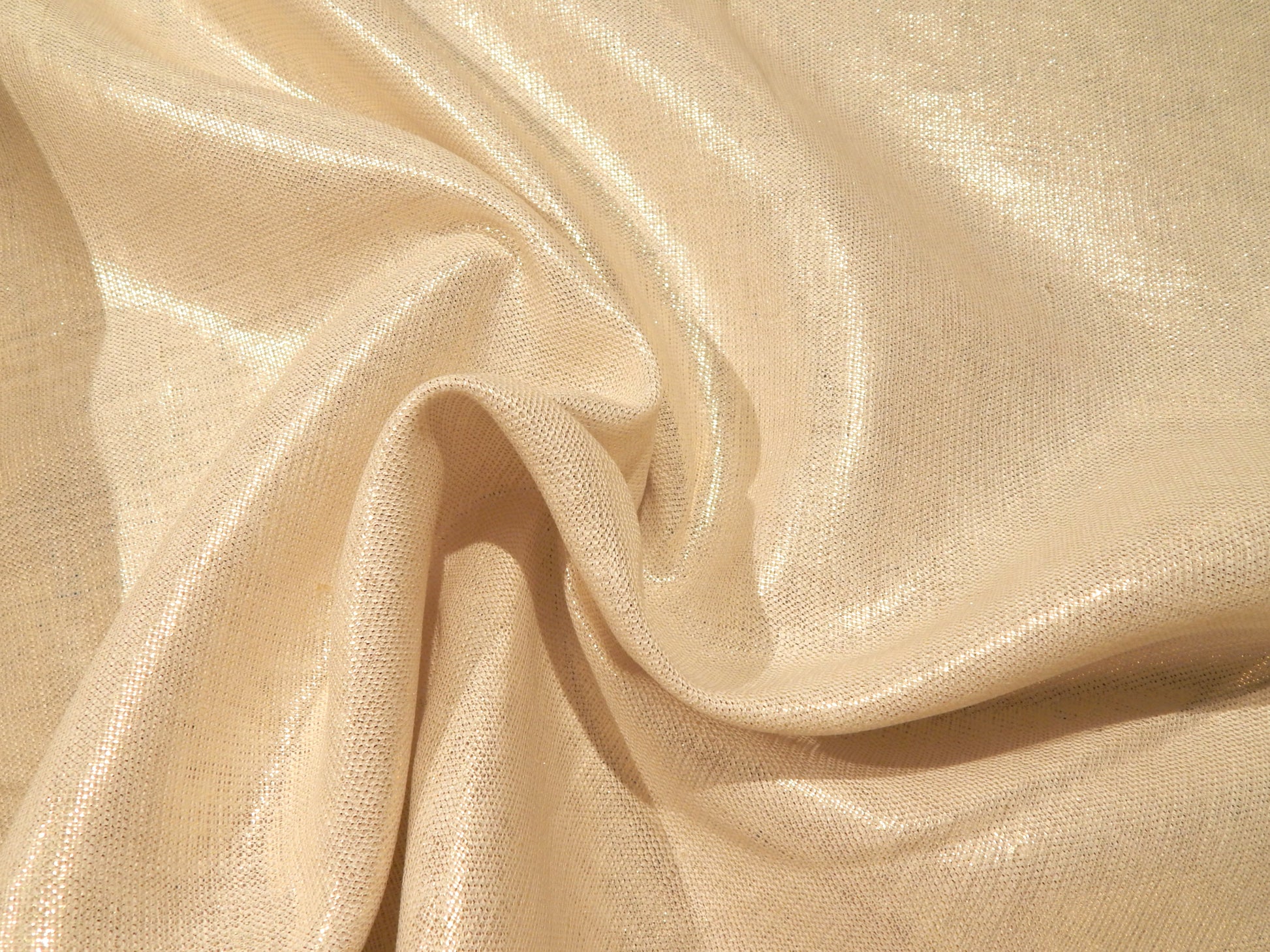 white and metallic gold lurex and linen blend deadstock fabric