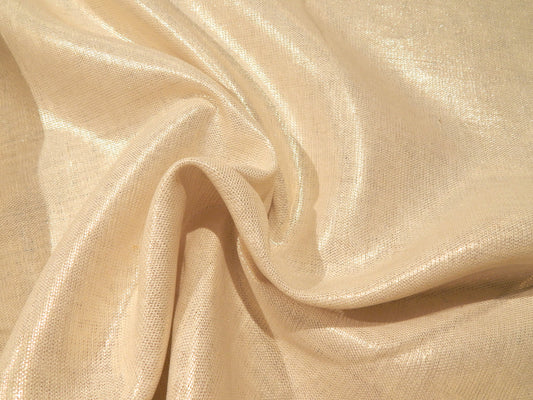 white and metallic gold lurex and linen blend deadstock fabric