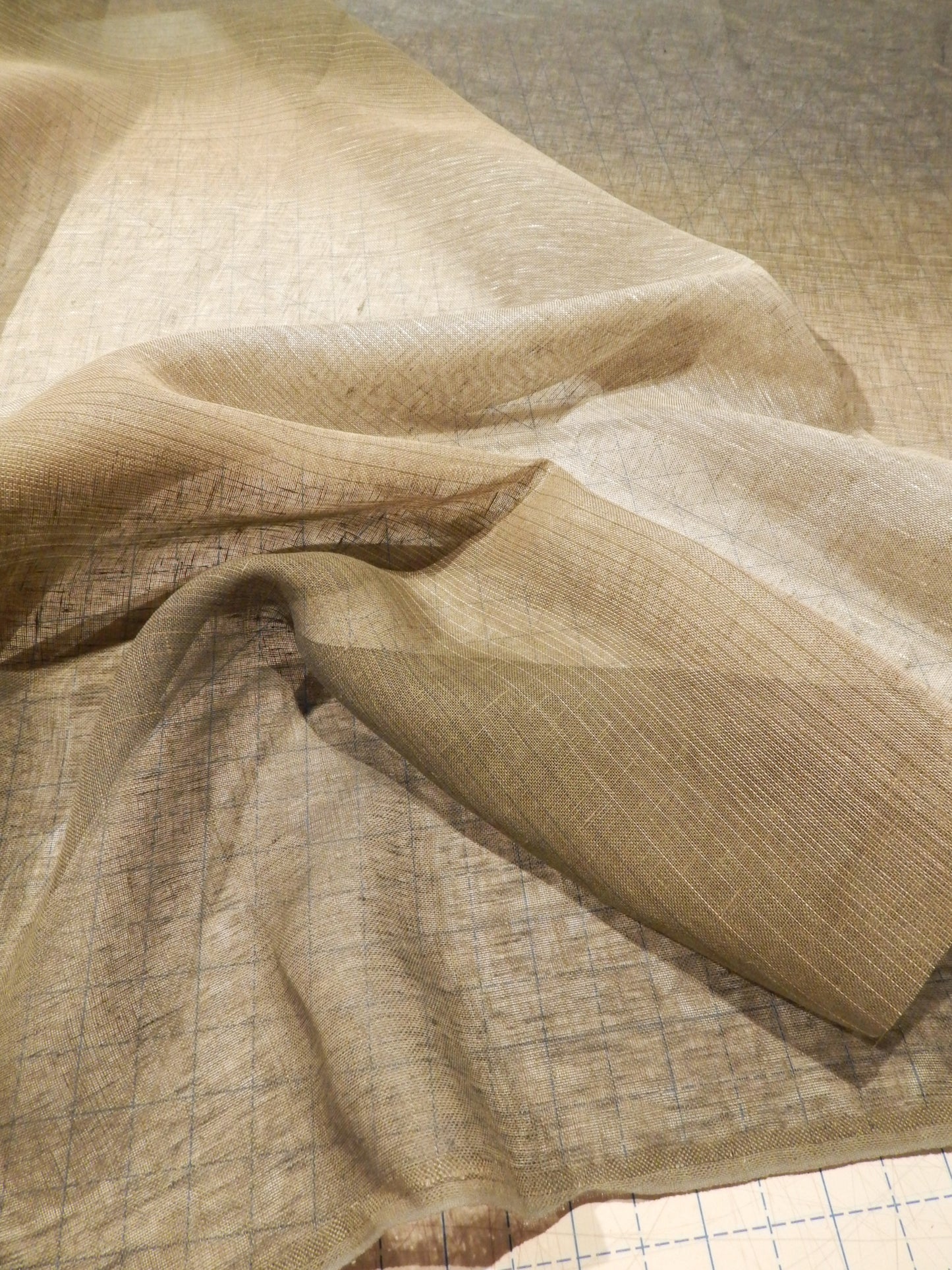 Grey and Olive Ombre Linen Gauze