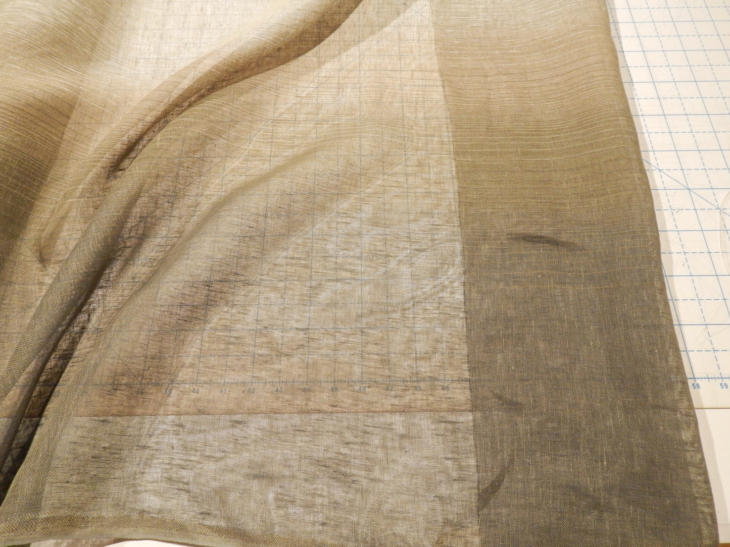 Grey and Olive Ombre Linen Gauze