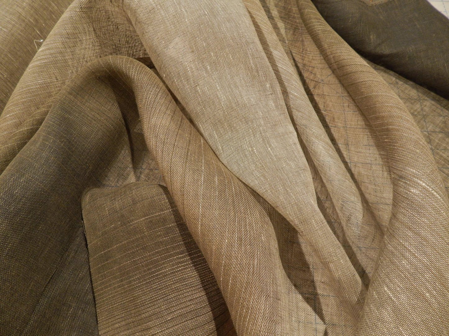 Grey and Olive Ombre Linen Gauze