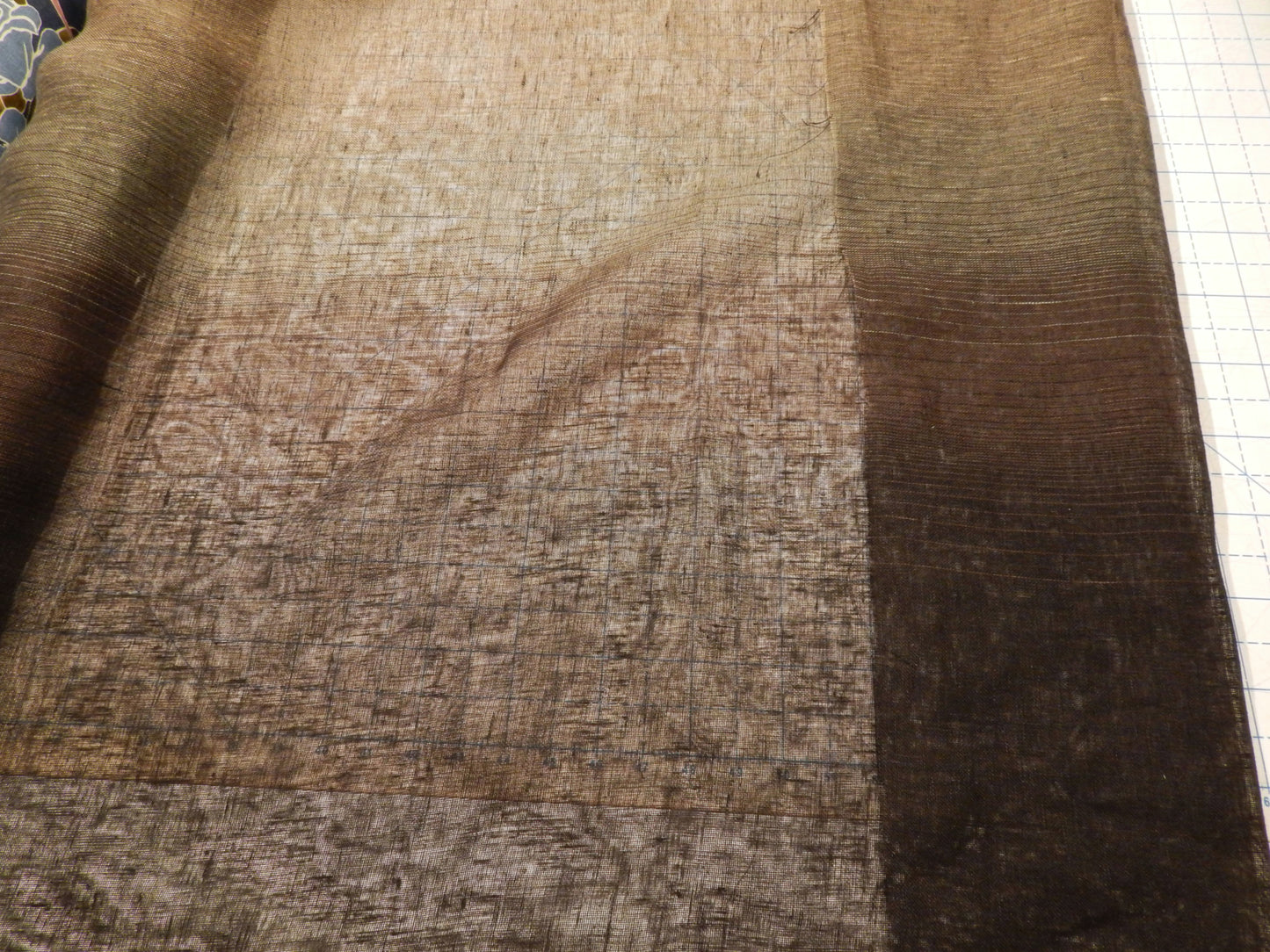 Black and Brown Ombre Linen Gauze