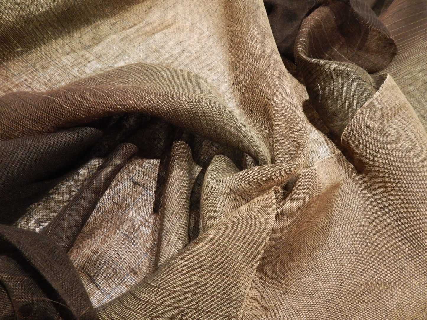 Black and Brown Ombre Linen Gauze