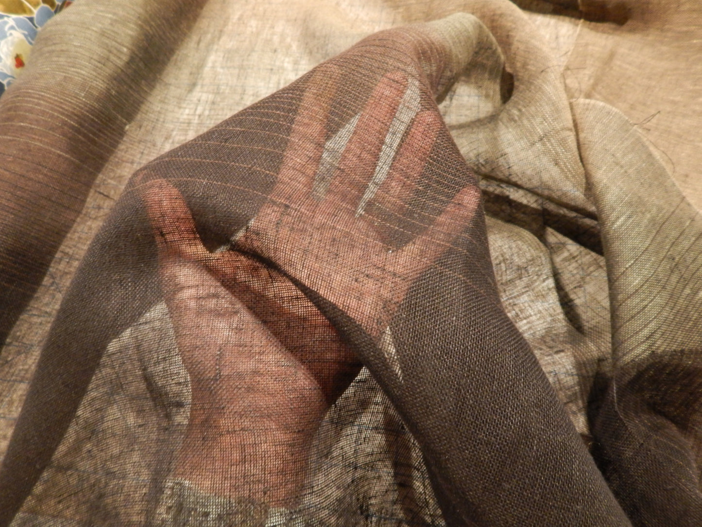 Black and Brown Ombre Linen Gauze