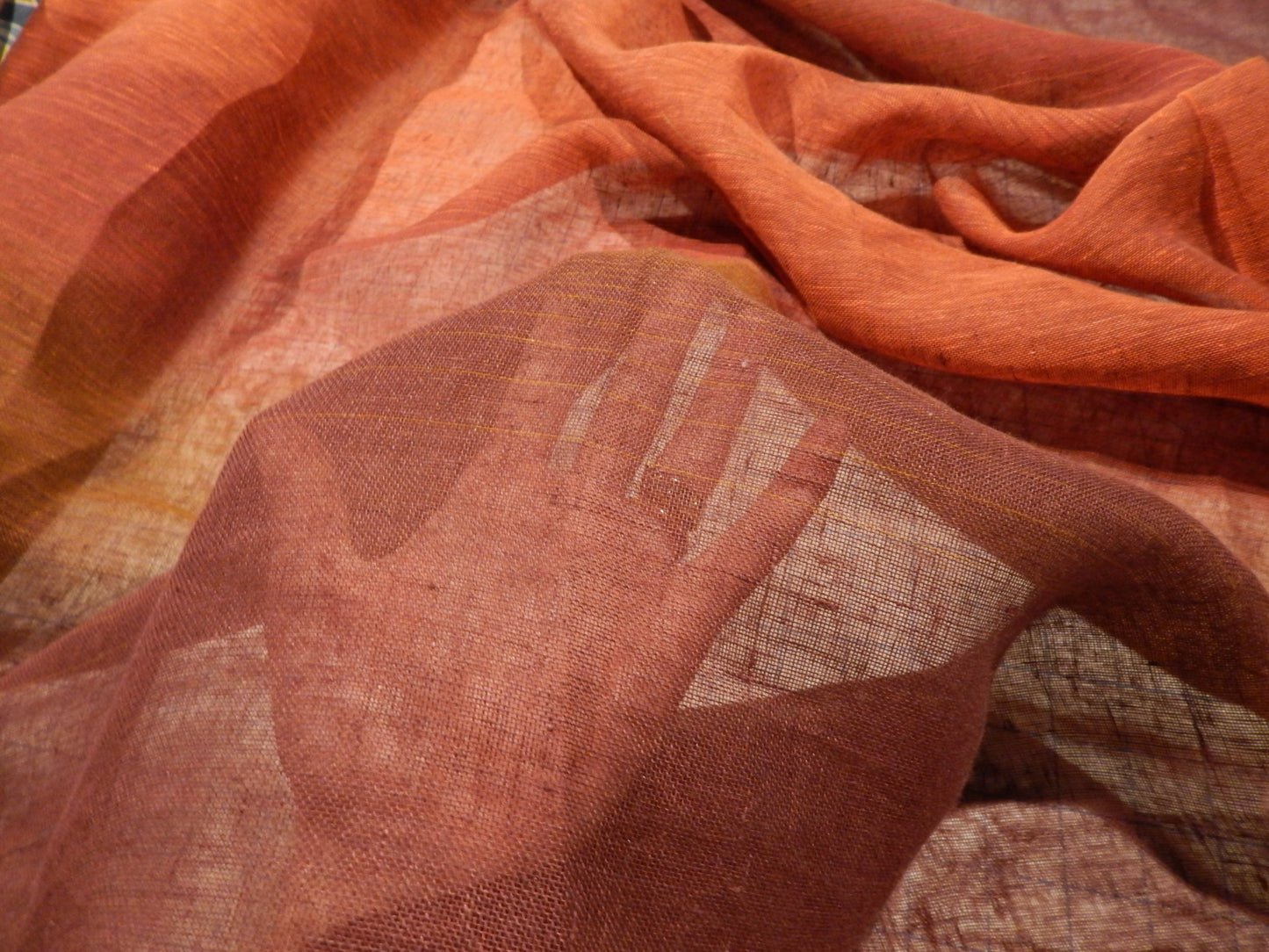 Maroon Ombre Linen Gauze