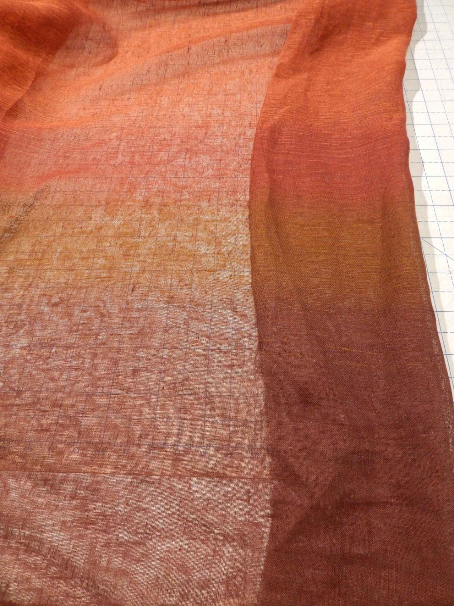 Maroon Ombre Linen Gauze