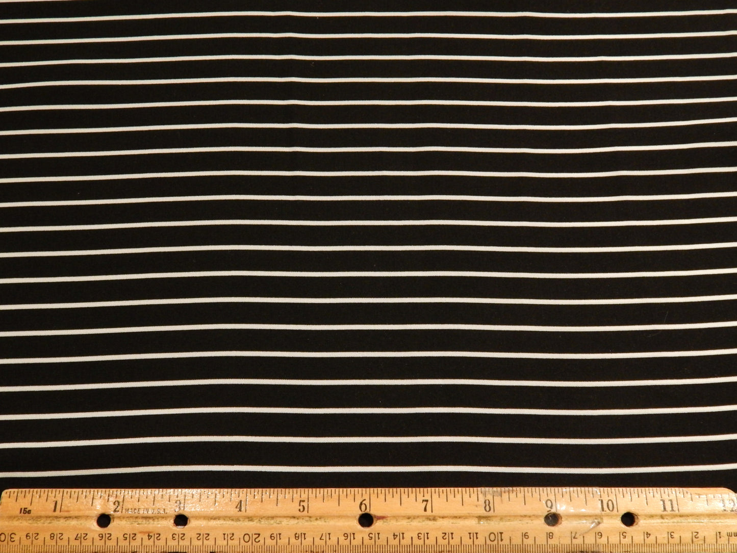 Black and White Stripe Rayon Challis