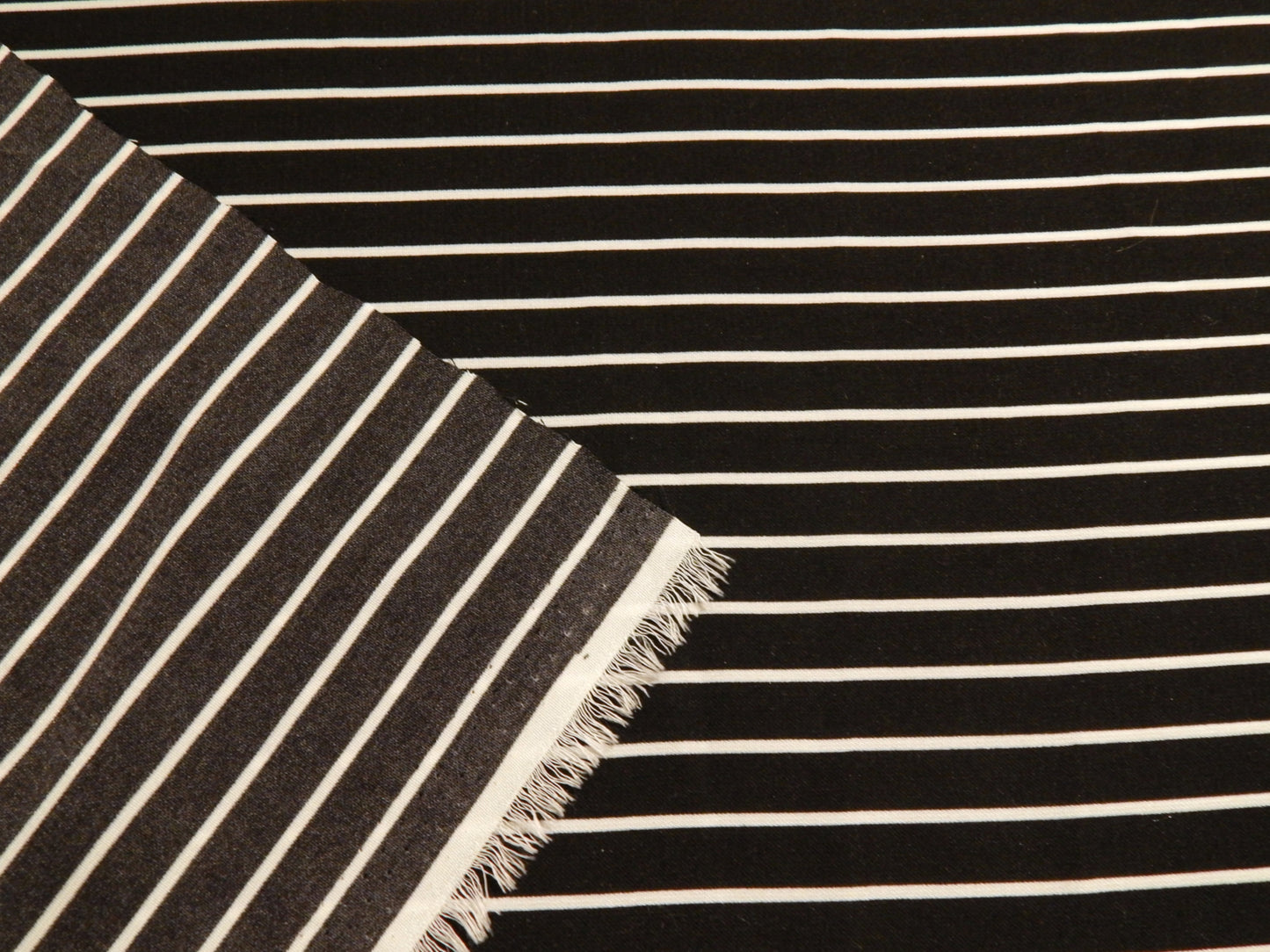 Black and White Stripe Rayon Challis