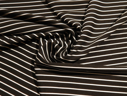 black and white stripe rayon challis deadstock fabric