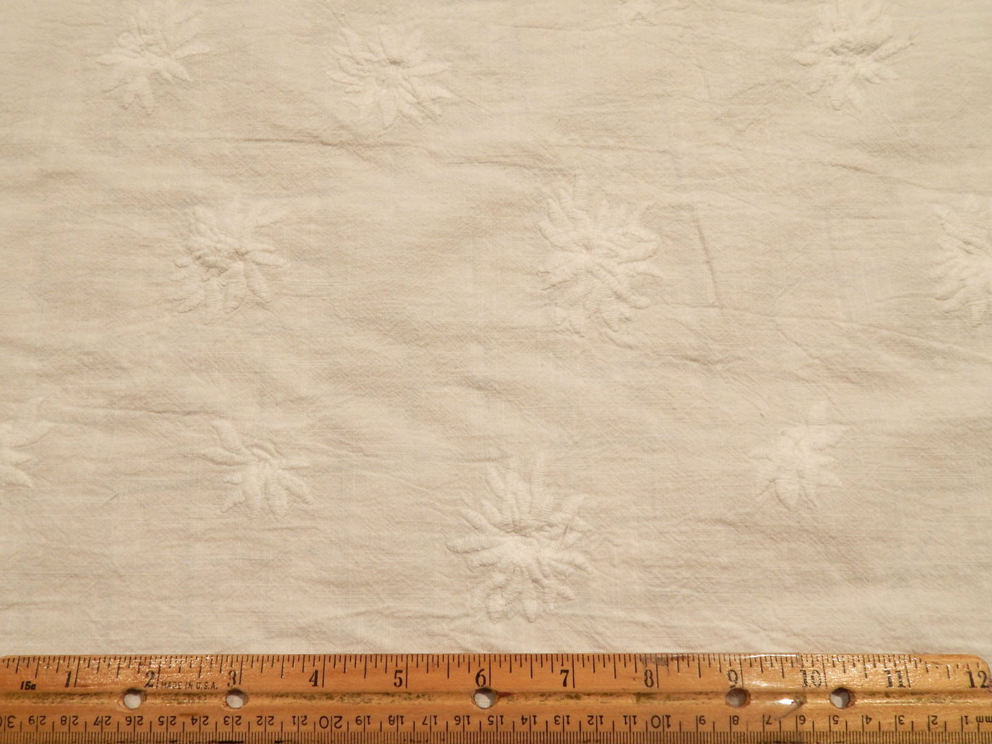 White Floral Embroidery Linen/Cotton Blend
