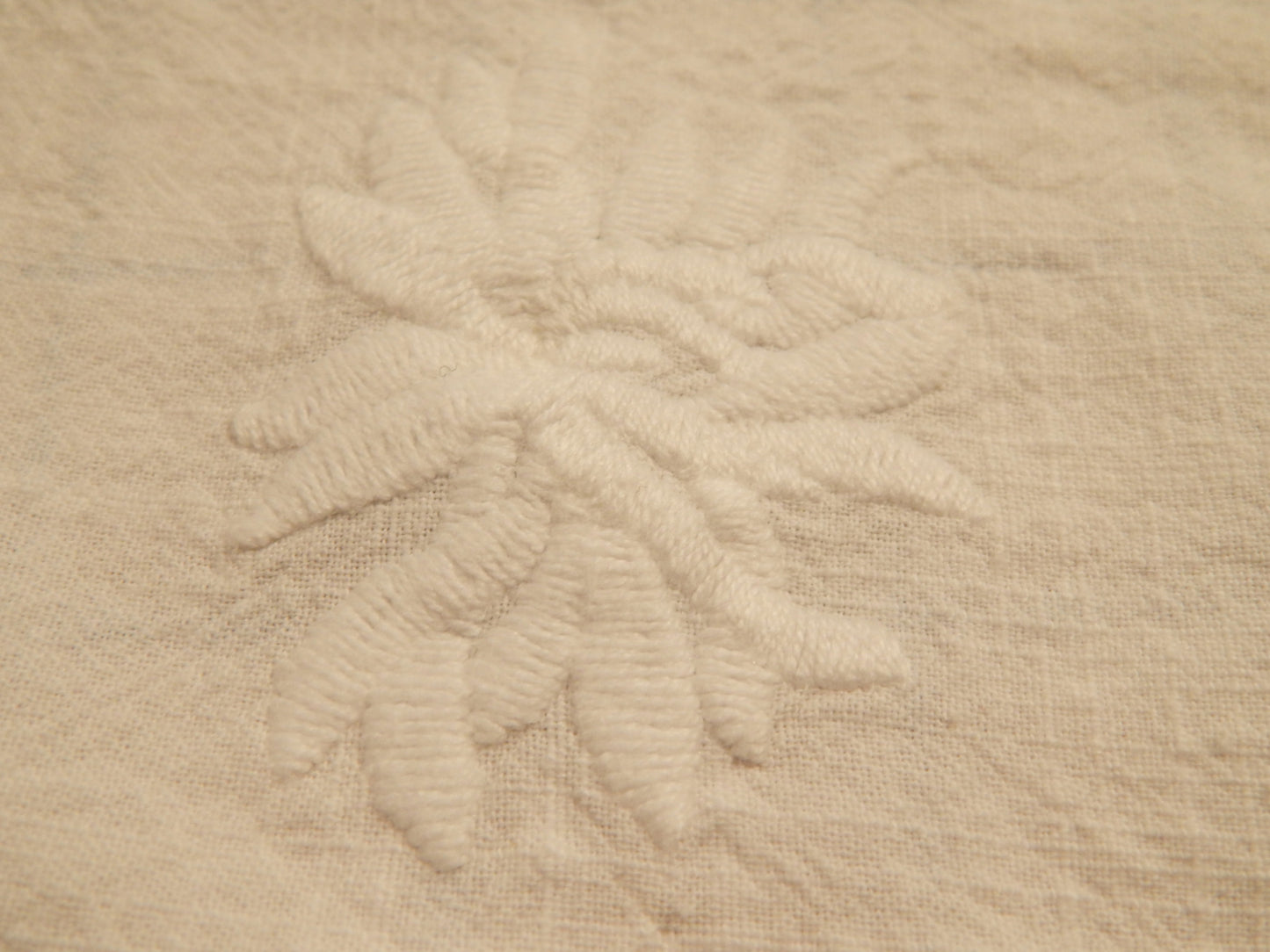 White Floral Embroidery Linen/Cotton Blend