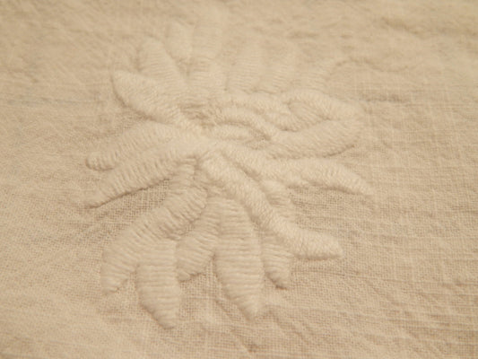 White Floral Embroidery Linen/Cotton Blend