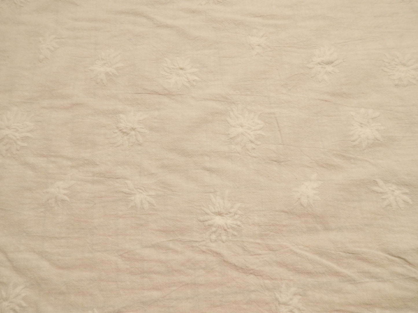 White Floral Embroidery Linen/Cotton Blend