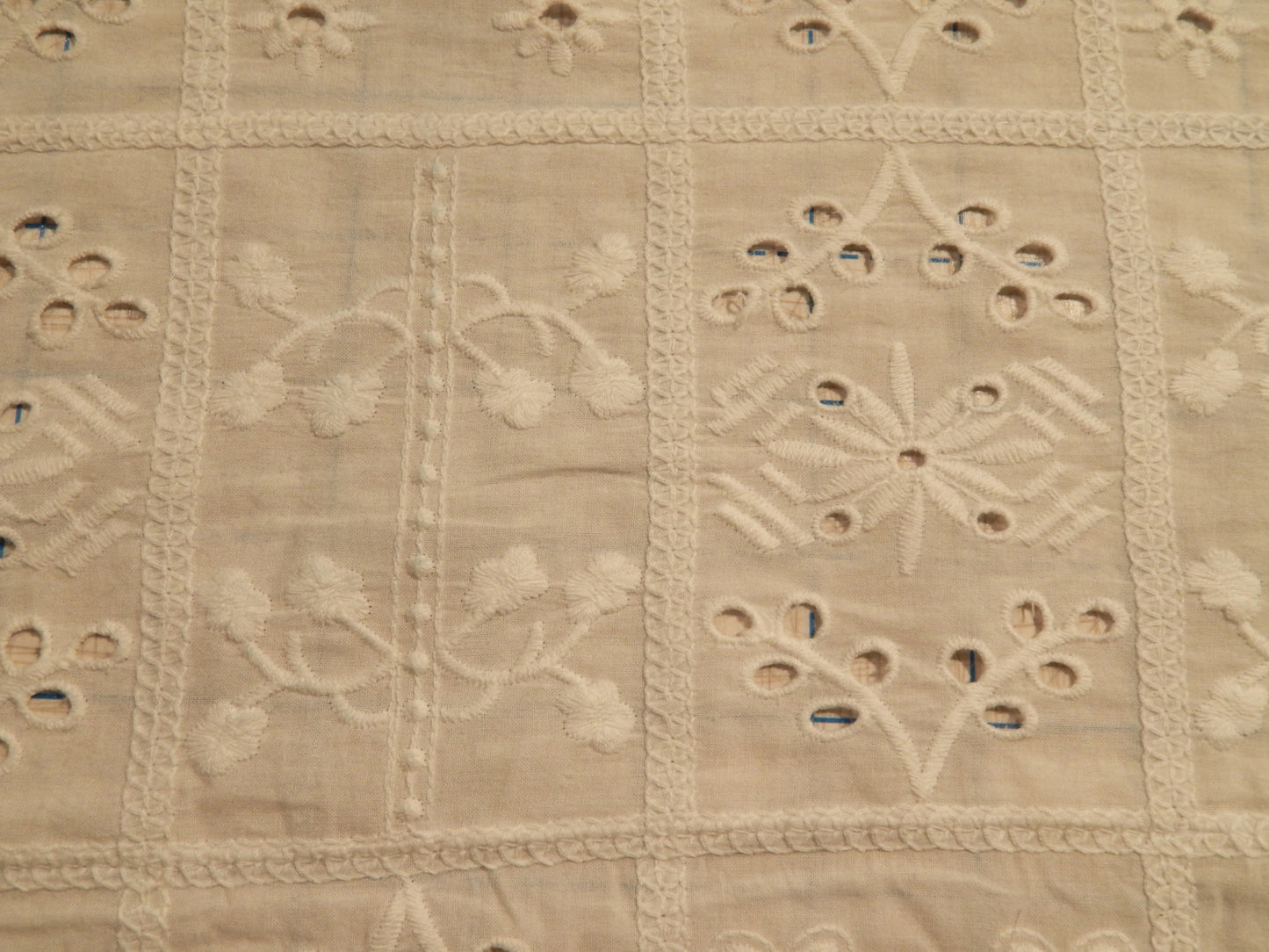 White Flower Patchwork Cotton Eyelet - Telio