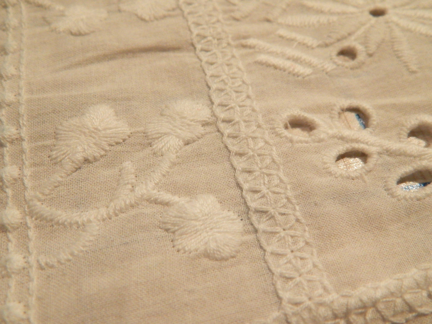 White Flower Patchwork Cotton Eyelet - Telio