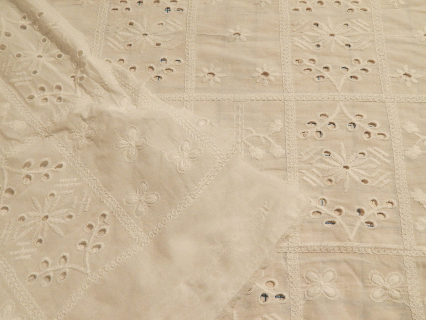 White Flower Patchwork Cotton Eyelet - Telio