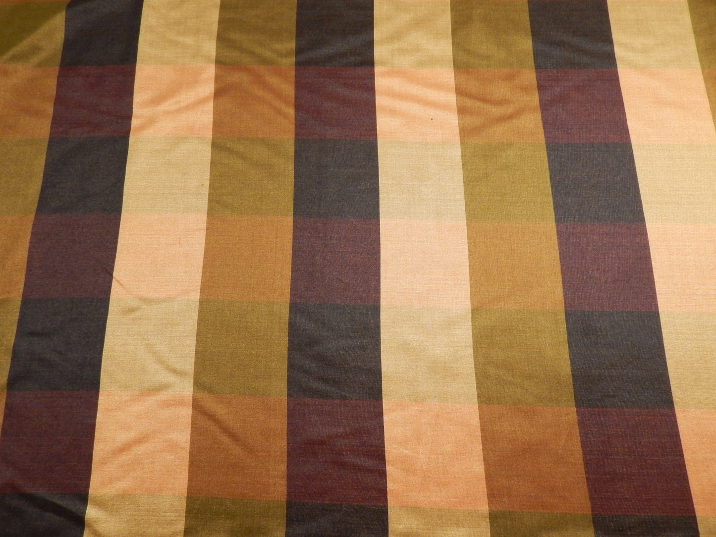 Olive, Burgundy, & Peach Silk Finish Cotton Plaid