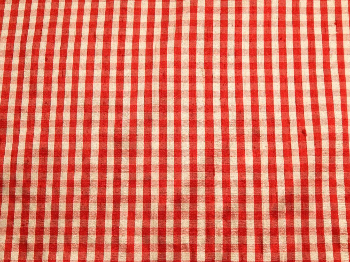 Red and White 1/4" Buffalo Check Plaid Silk Dupioni