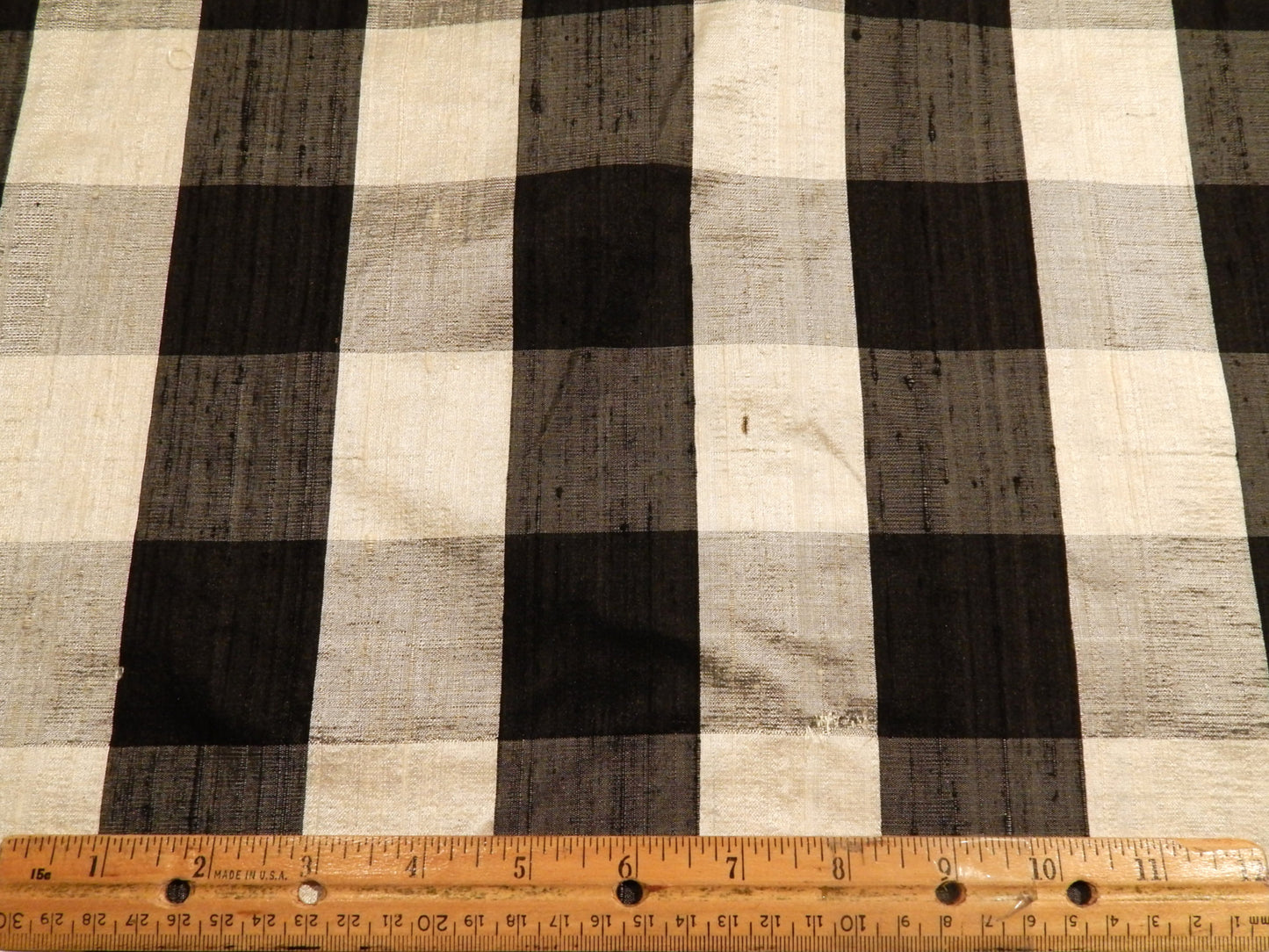 Black and White 1.5" Buffalo Plaid Silk Dupioni