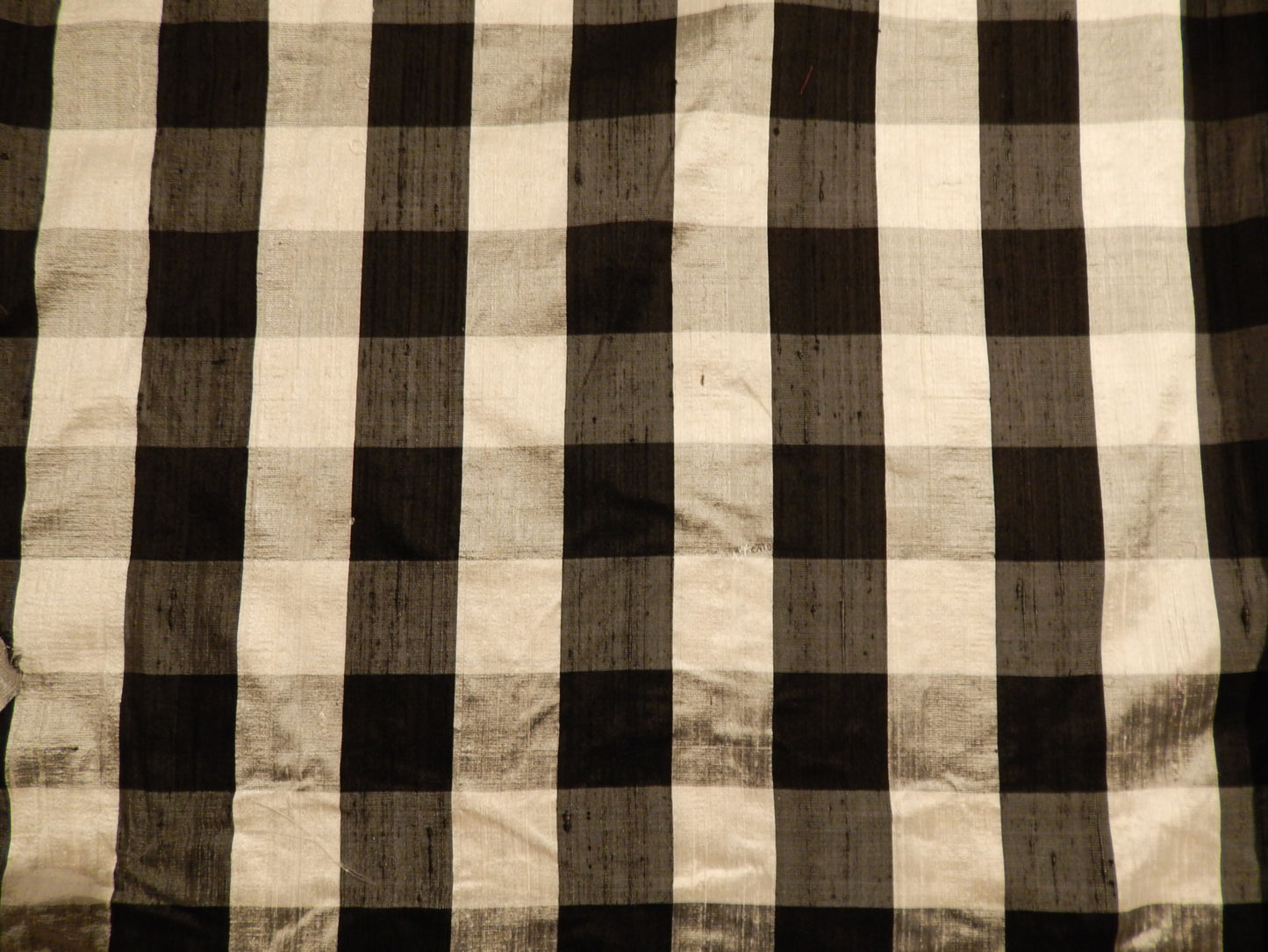 Black and White 1.5" Buffalo Plaid Silk Dupioni