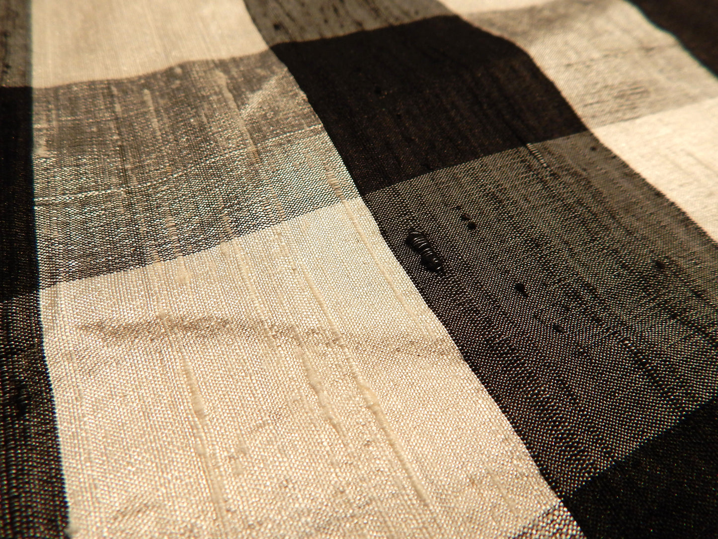 Black and White 1.5" Buffalo Plaid Silk Dupioni
